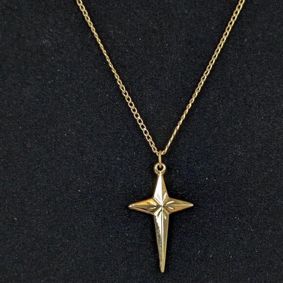 (2/$20) V. Starburst Cross Pendant Necklace - Picture 3 of 6